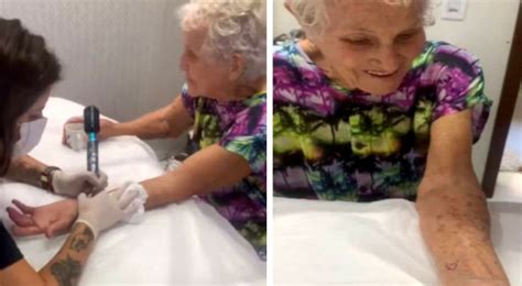 Granddaughter Accompanies Her 88 Year Old Grandmother To Get Her First