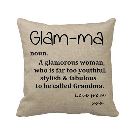 Novelty Funny Glam Ma Quote Cushion Cover Grandma Throw Pillow Case