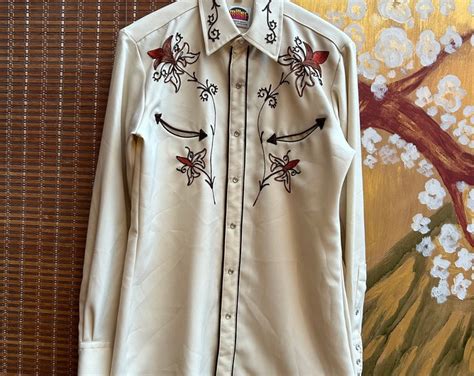 Vintage 1970s Miller Western Wear Pearl Snap Rodeo Shirt Chain Stitch