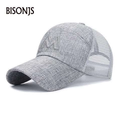 Bisonjs Leisure Unisex Baseball Caps Mesh Patchwork Sequin Letter