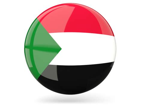 Glossy Round Icon Illustration Of Flag Of Sudan