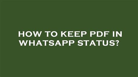 How To Keep Pdf In Whatsapp Status YouTube