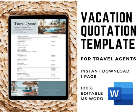 Travel Agent Quote Template Vacation Quote Template Travel Quote