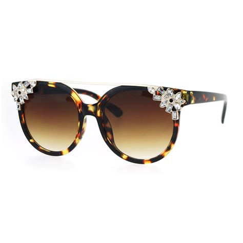 Womens Rhinestone Diva Bling Cat Eye Horn Rim Sunglasses Ebay