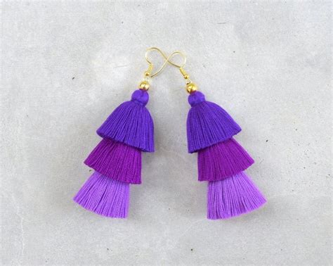 Handmade Ombre Purple Tassel Earrings Etsy