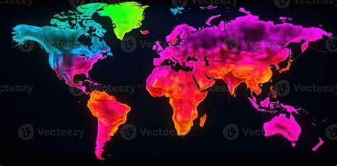 World Map Continents With Bright Watercolor AI Generated 23372995