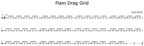 Flam Drag Grid Sheet Music For Marching Snare Drums