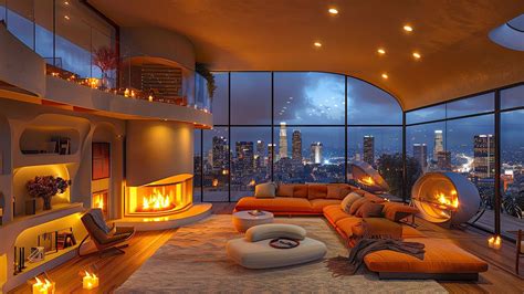 Modern Living Room In The Rain Immerse Yourself In The City And