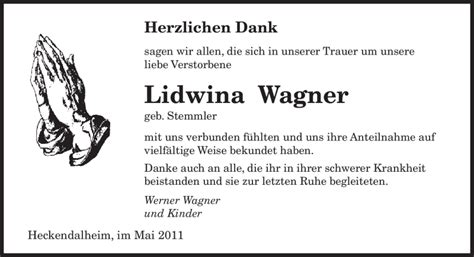 Traueranzeigen Von Lidwina Wagner Saarbruecker Zeitung Trauer De