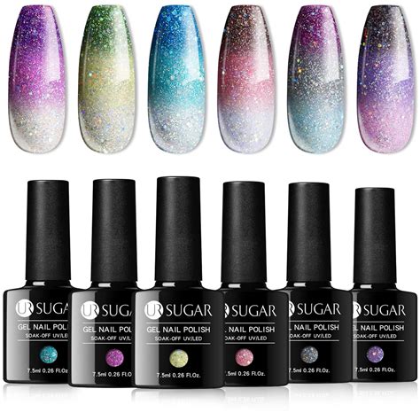 UR SUGAR UV Nagellack Thermo 6 Farben Glitzer Gel Nagellack