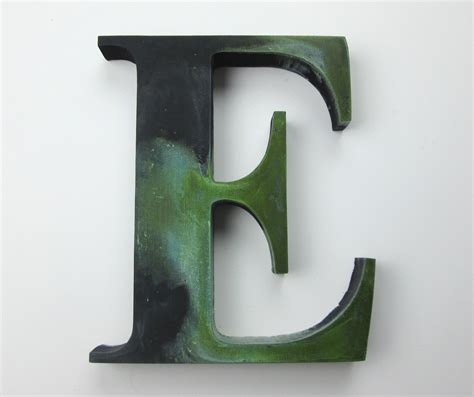 letter-e-cast-bronze-150mm-high-patina-finish | METAL LETTERS