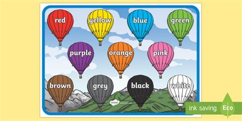 English Colours A4 Display Poster Esl Colours Resources