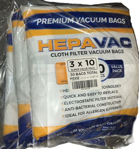 30 Pack KIRBY Veva Vacuum Bags Style F HEPAVAC Filter Hepa Vac Bags