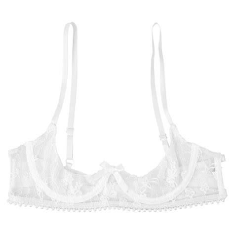 Women Sexy Cup Lace Bra Push Up Underwired Shelf Bra Unlined See