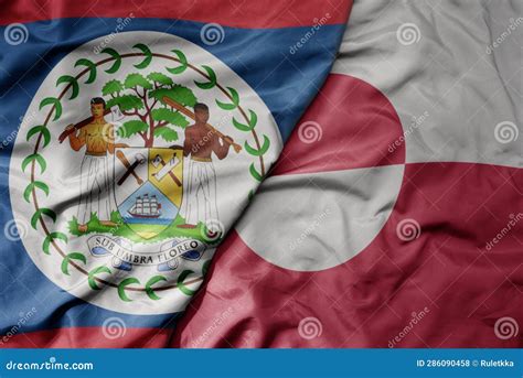 Big Waving Realistic National Colorful Flag Of Belize And National Flag