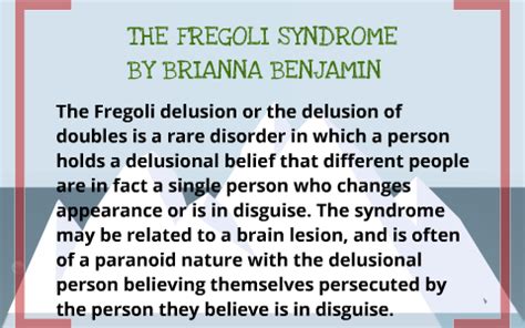 The Fregoli Syndrome by Brianna Benjamin on Prezi