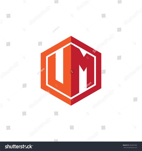 Initial Letters Um Hexagon Shape Logo Red Orange Royalty Free Stock