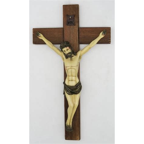 Inch Resin Jesus Christ On Inri Carbonized Wood Cross Wall