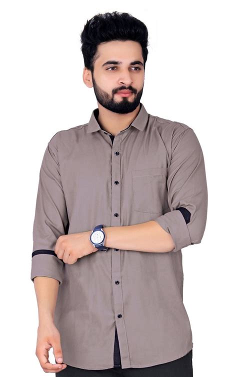 Mens Plain Dusty Grey Cotton Full Sleeves Shirt At Rs 320 Mens Plain