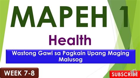 Grade 1 MAPEH Health Week 7 8 YouTube