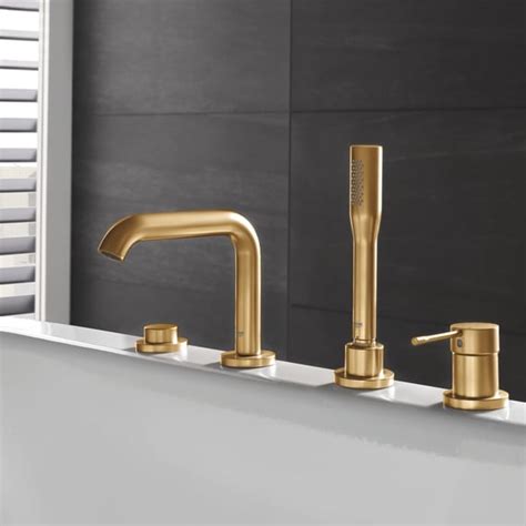 Grohe Essence Four Hole Single Lever Bath Combination Brushed Cool