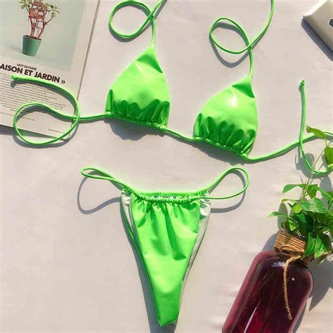 Micro Bikini String Sexy Vinyle Maillots De Bain Femmes String Maillot