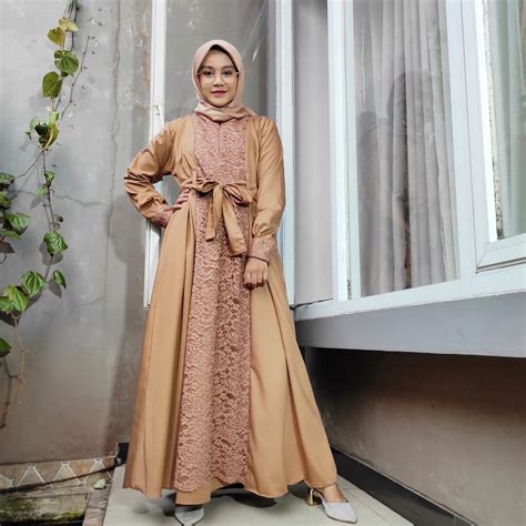 Jual Gamis Jumbo Ld Cm Bahan Katun Toyobo Kombinasi Brukat