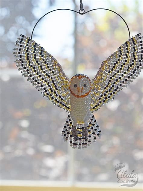 Barn Owl A Suncatcher Beaded Owl Ornament Bird Brooch Bird Necklace