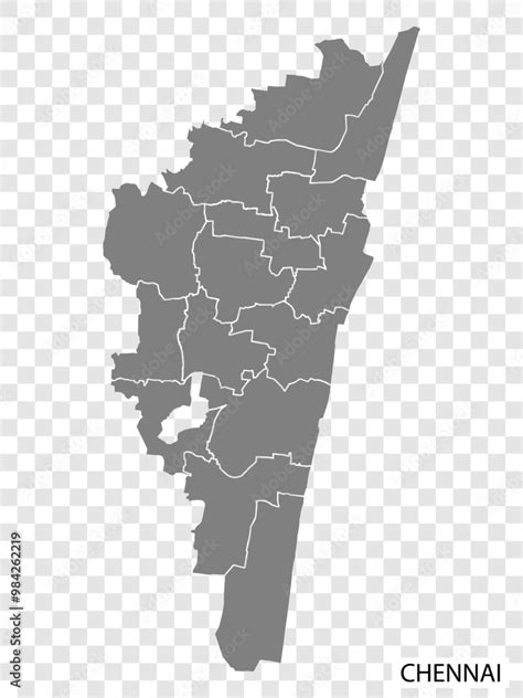 High Quality Map Of Chennai Is A City Of India With Borders Of The