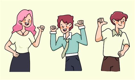 Premium Vector People Proud Self Esteem Set Cute Cartoon Illustration