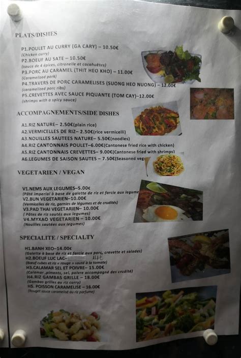 Menu Au La Petite Table De Saïgon Restaurant Maisons Alfort