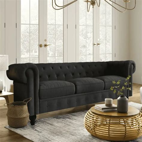 Anya Louise Velvet Rolled Arm Chesterfield Sofa Vigshome