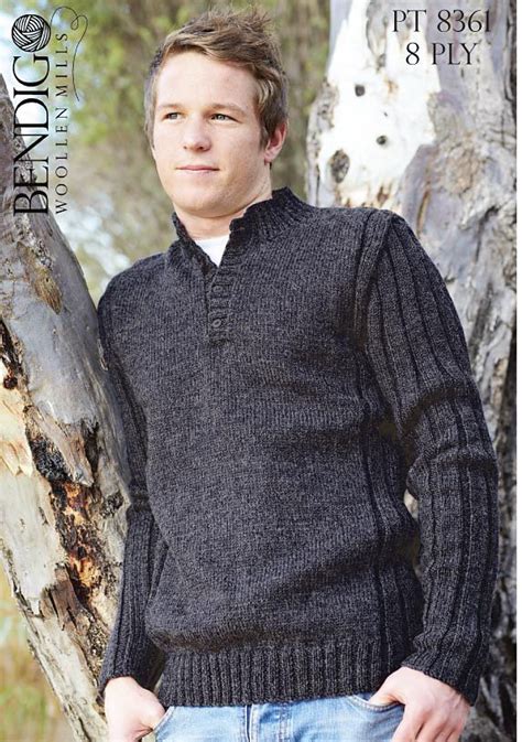 Ravelry Pt 8361 Mens Henley By Bendigo Woollen Mills Mens Knit