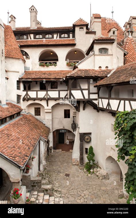 Courtyard Of Bran Castle In The Transylvania Region Of Central Romania