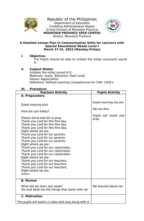 Level 1 Com 1 Dlp Republic Of The Philippines Department Of Education Cordillera