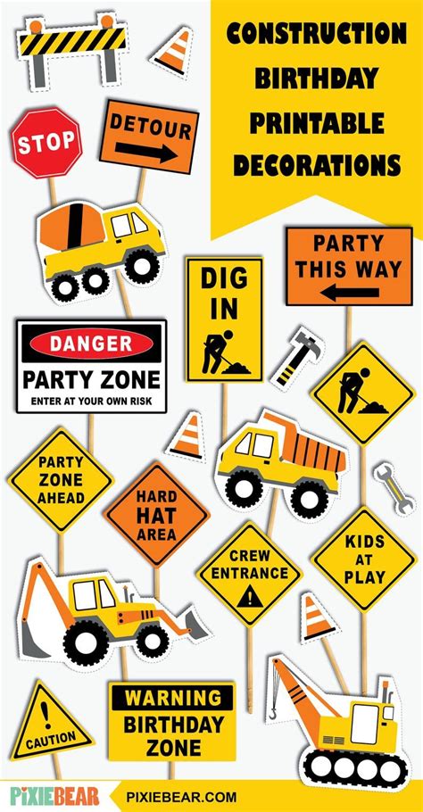 Construction Birthday Decoration Printable Construction Party Etsy