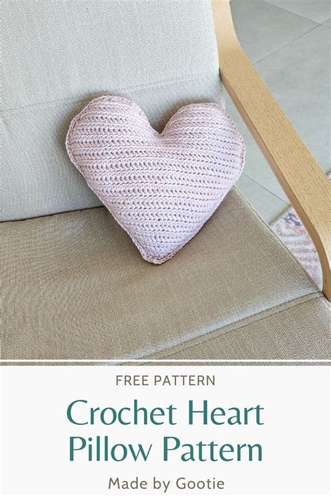 Textured Crochet Heart Pillow Pattern Free Made By Gootie