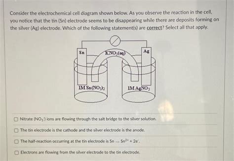 Solved Consider The Electrochemical Cell Diagram Shown Chegg