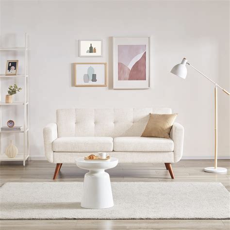 Tbfit 65 W Loveseat Sofa Mid Century Modern Decor Love Seat Couches For Living Room Button