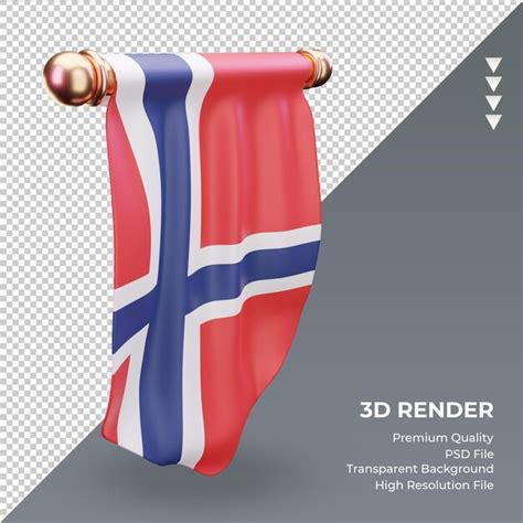 Bandeira 3d flâmula da noruega renderizando a vista correta PSD Premium