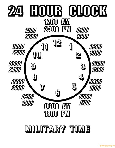 24 Hour Clock Printable - Printable Word Searches