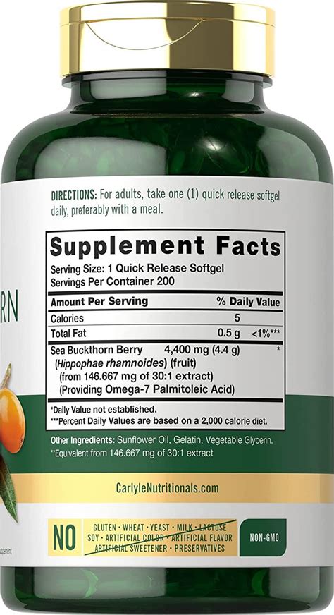 Sea Buckthorn Oil Capsules 4400mg 200 Softgels Non Gmo And Gluten