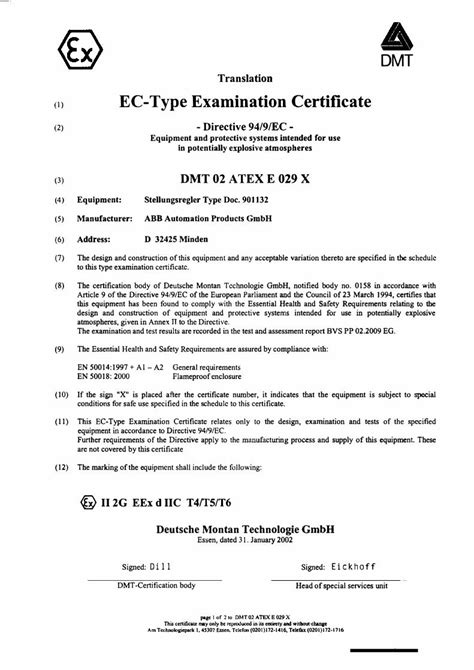 PDF DMT EC Type Examination Certificate 6 DMT 13 Appendix To 14