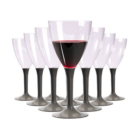 10 Verres à vin réutilisable Pied Gris Argent 16 cl