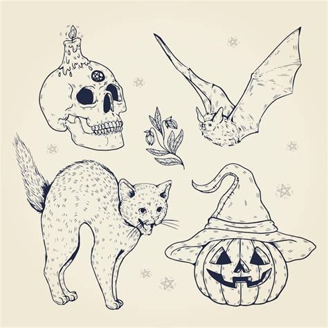 Free Vector Hand Drawn Halloween Element Collection