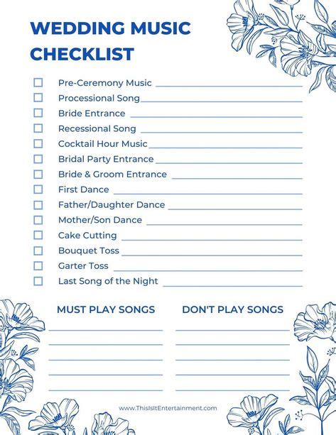 Wedding Song List Checklist