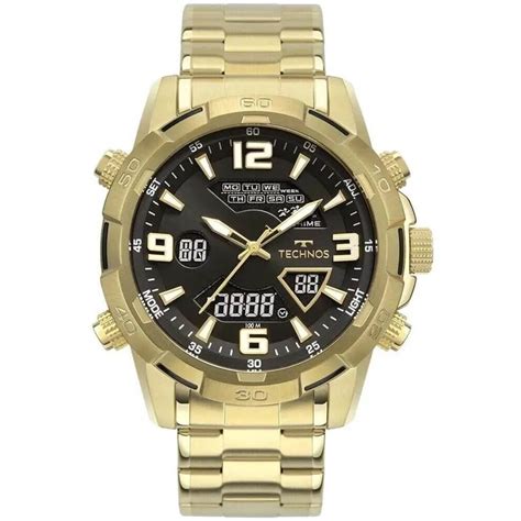 Relogio Technos Masculino Dourado Digiana Performance Oferta Shopee