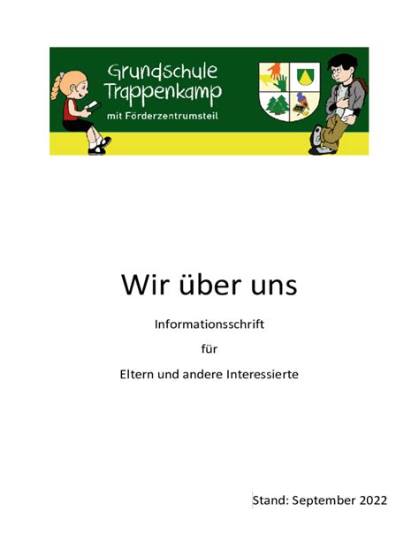 Ausf Llbar Online Infoblatt Der Schule Wir Ber Uns Grundschule