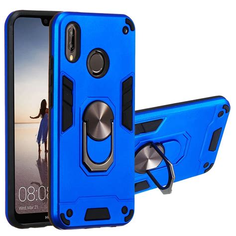 For Huawei P20 Lite Nova 3e 2 In 1 Armour Series Pc Tpu Protective Case With Ring Holder