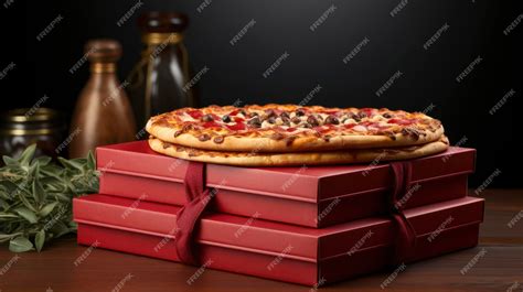 Premium Photo Red Pizza Box Several Boxes Were Background Hd